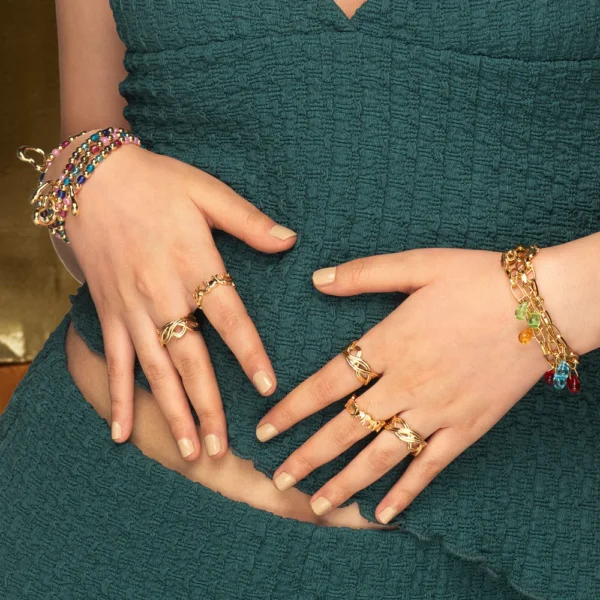 Anillo trenza chapa de Oro
